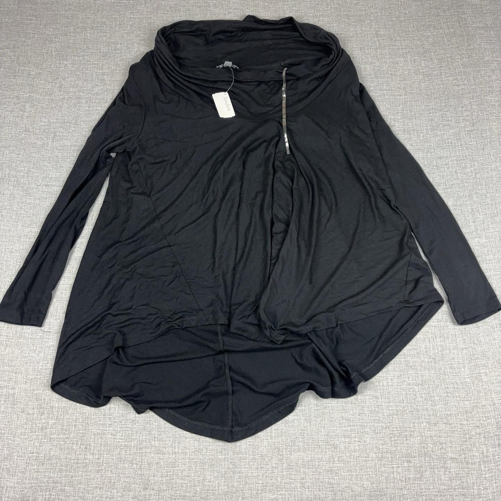 Neiman Marcus Tunic Blouse Womens S Black Cowl Neck Long Sleeve Jersey Top